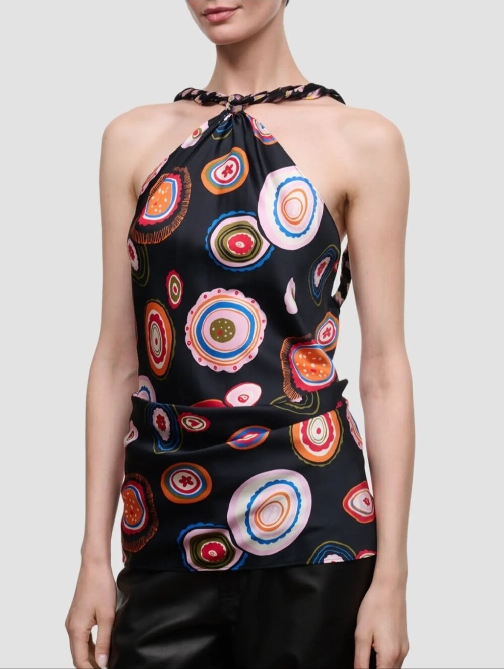 STAUD Charli Printed Stretch-Silk Top